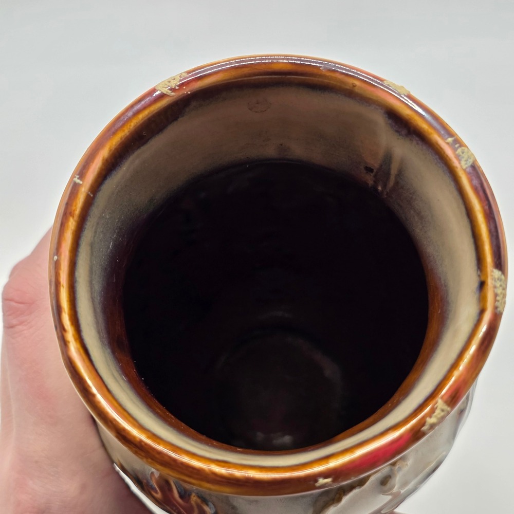 Vintage Ceramic‎ Leaf Vase Autumn Fall Decor Embossed Maple Leaves Brown - Picture 7 of 11